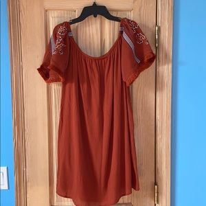 Callie Mac Womens Burnt Orange Embroidered Dress Size Medium